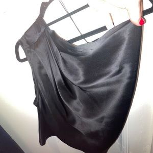 Michelle mason drape silk black top